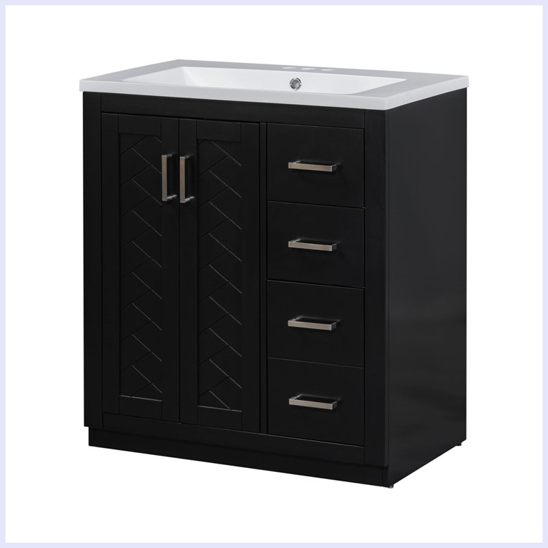 Ensemble de meuble-lavabo moderne avec lavabo en résine, Noir