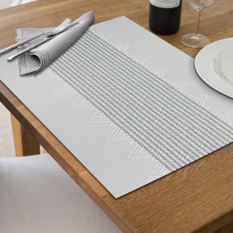 Vinyl Geometric Rectangle Placemat, Silver