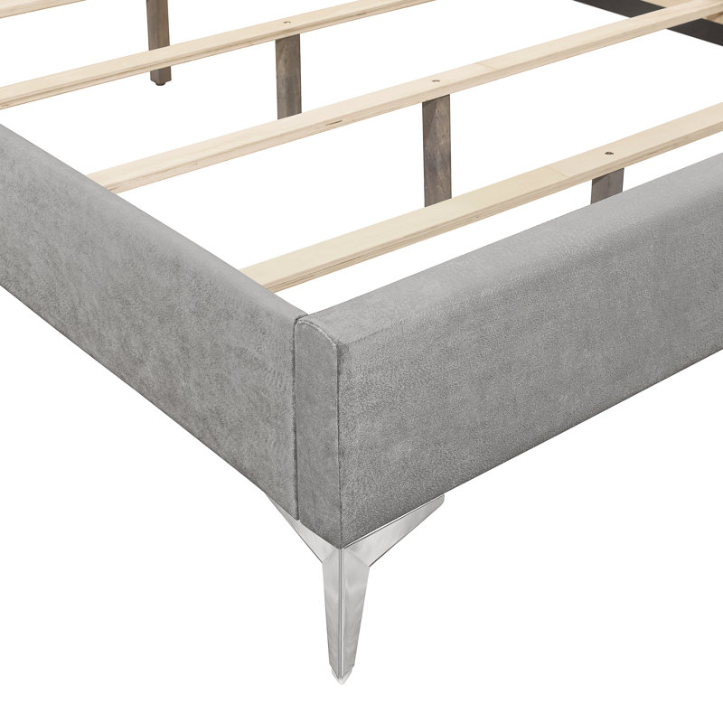 Maxo Upholstered Panel Bed, Gray, Queen