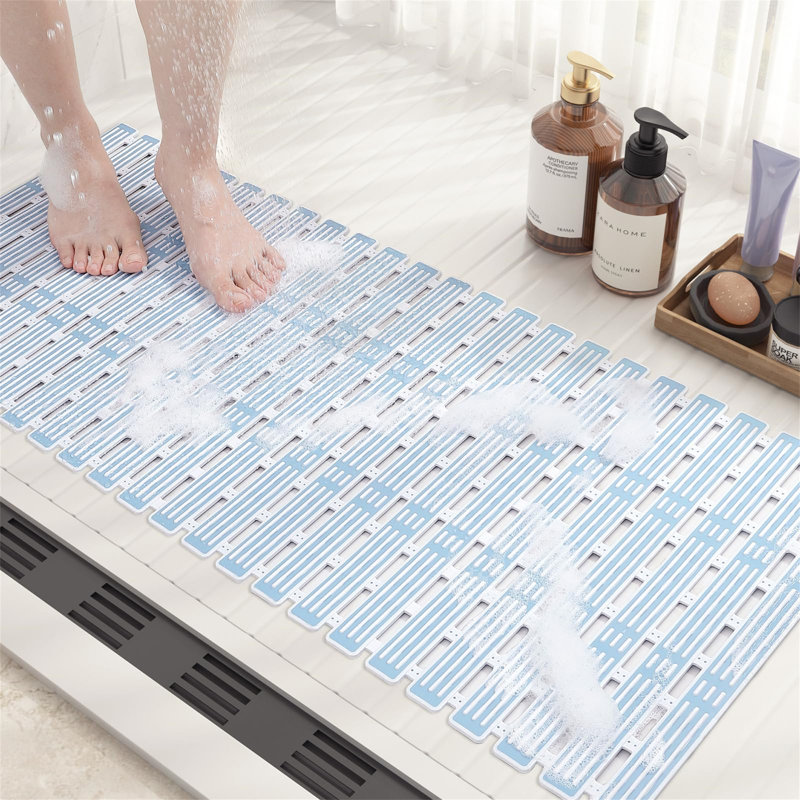 Grainger Plastic / Acrylic Non-Slip Shower Mat, Light Blue
