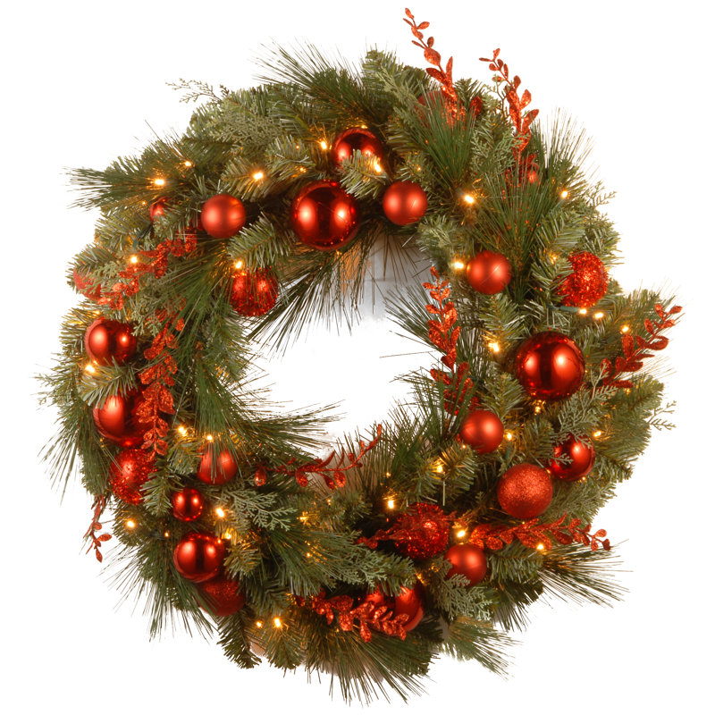 Mixed 24'' Lighted Plastic Wreath, 24"