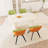 63" Medieval Modern Cream Style MDF Dining Table And Green PU Dining Chair Set, 4 Sets Of Black Metal Leg Dining Chairs, Suitable For Kitchen&Home