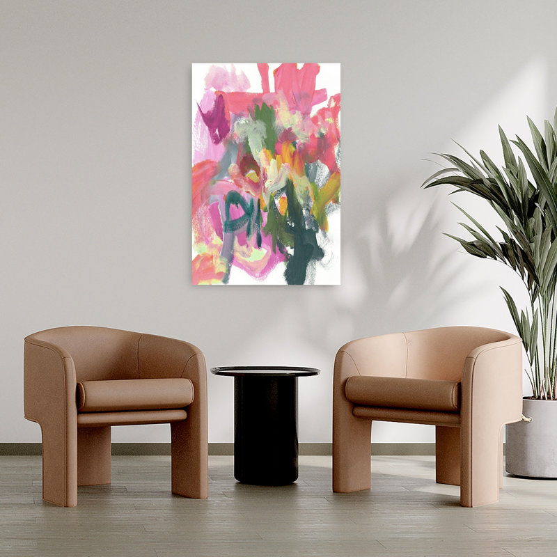 Art abstrait abstrait framboise rose audacieux, H 36 po x l 24 po