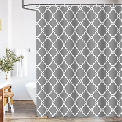 Bathroom Shower Curtain with 12 Hooks