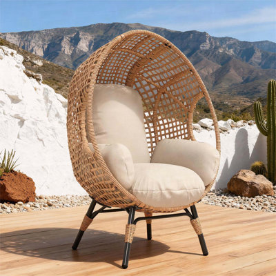 Fauteuil à œufs suspendu avec dossier arqué, coussin de 8 pouces et capacité de 400 lb