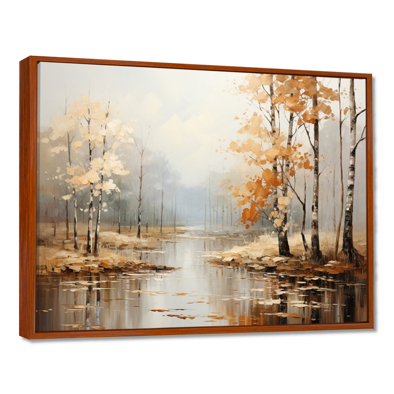 Mystic Nostalgia Autumn Forest - Art mural forêt, H 24 po x l 32 po x P 1 po, Cadre flottant brun