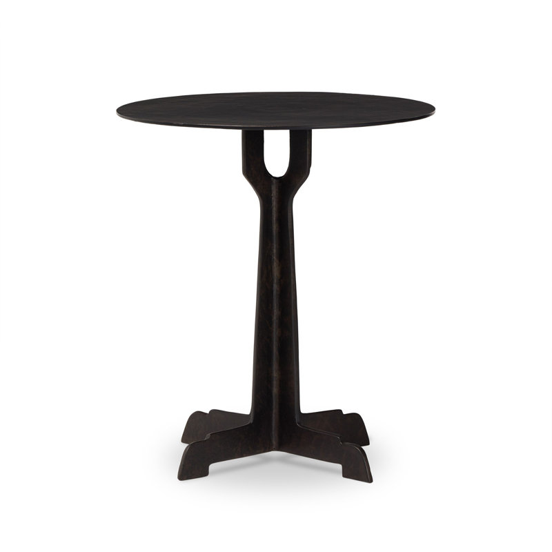 Round 18'' Outdoor Side Table, Distressed Bronze