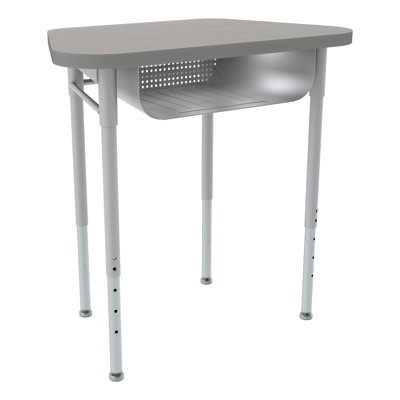 Trapezoid Collaborative Adjustable Height Open Front Student Desk with Laminate Top and Perforated Book Box- Home, Office and Classroom