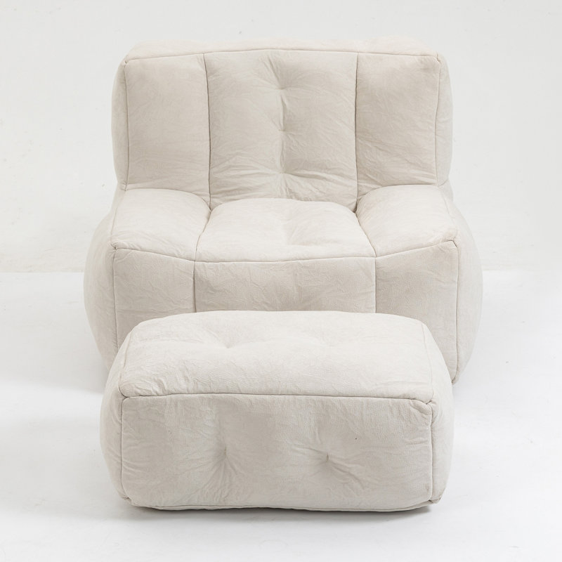 Fluffy Bean Bag Chair, White Velvet