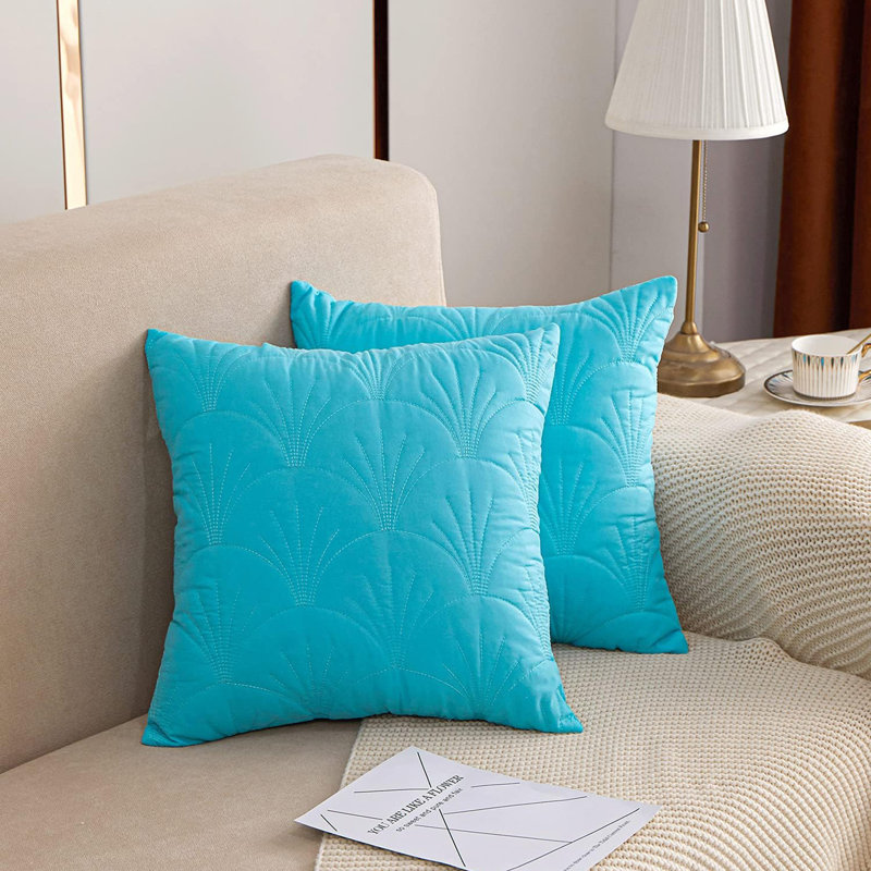 Housses de coussin matelassées (ensemble de 2), Bleu, H 24 po x l 24 po