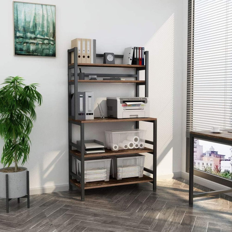 Étagère de cuisine à 5 niveaux avec huche et support de four à micro-ondes 32 pouces avec tablettes