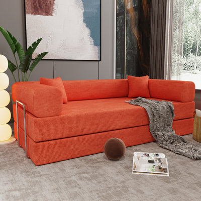 79" W Multifunctional Compression Sectional Sofa, Pure Sponge Corduroy Fabric Sectional Sofa by Mercer41