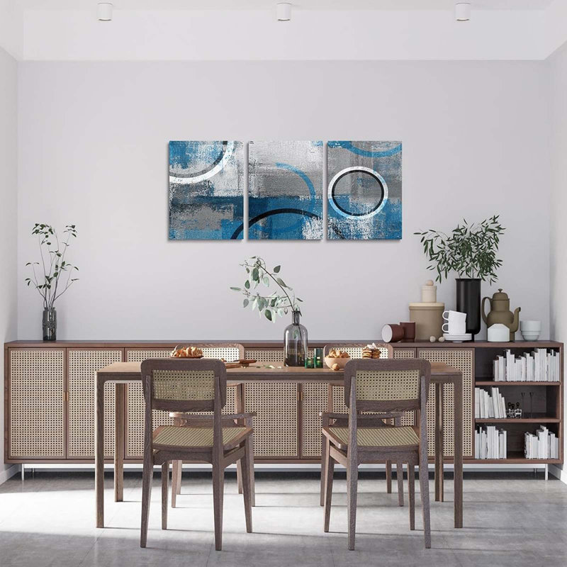 3 Piece Wrapped Canvas Print, Blue