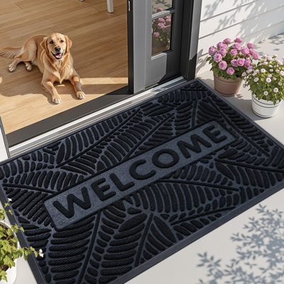 Welcome Indoor Outdoor Mat, Heavy Duty Sturdy Front Door Mat for Entrance, Garage, Garden