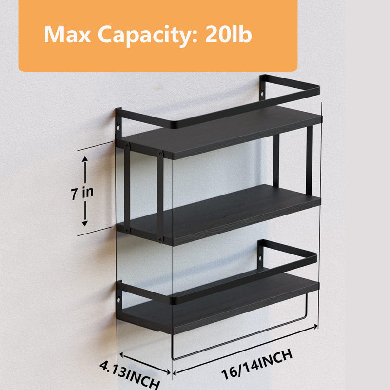 Serly 2 Piece Floating Shelf, Black