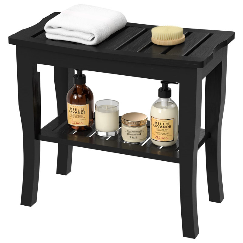 Banc de douche en bambou l 18,98 po Nathalie, Noir