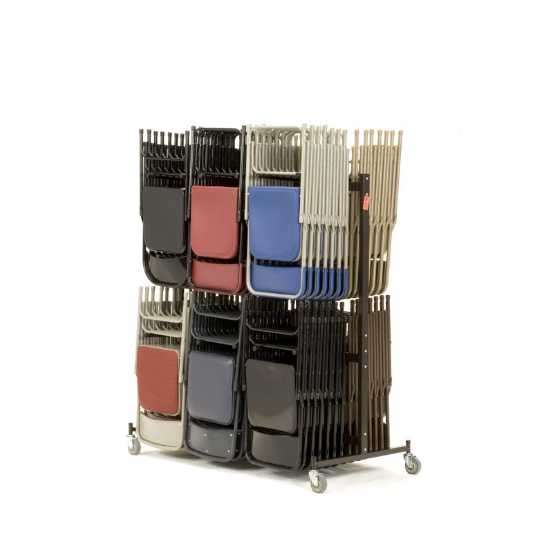 Double-Tier Dark Brown Steel Chair Storage Trolley