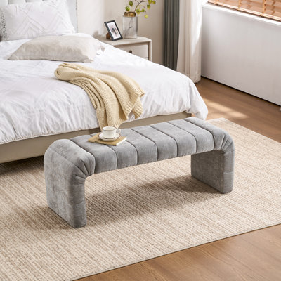 Banc de lit capitonné en chenille de 122 cm (48 po) pour chambre, salle à manger, entrée, salon, couloir ou intérieur.