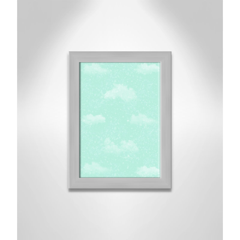 Art unique de nuages scintillants, H 16 po x l 12 po x P 0,625 po, Encadré plat argent