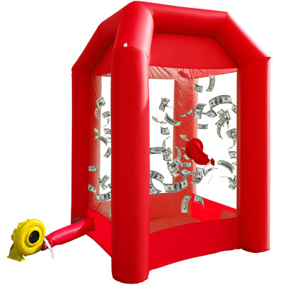 5.2x5.2x8.5FT Inflatable Cash Cube Booth with 2 Blowers – Exciting Money Grab Machine for Corporate Events, Fundraisers & Celebrations (Red)