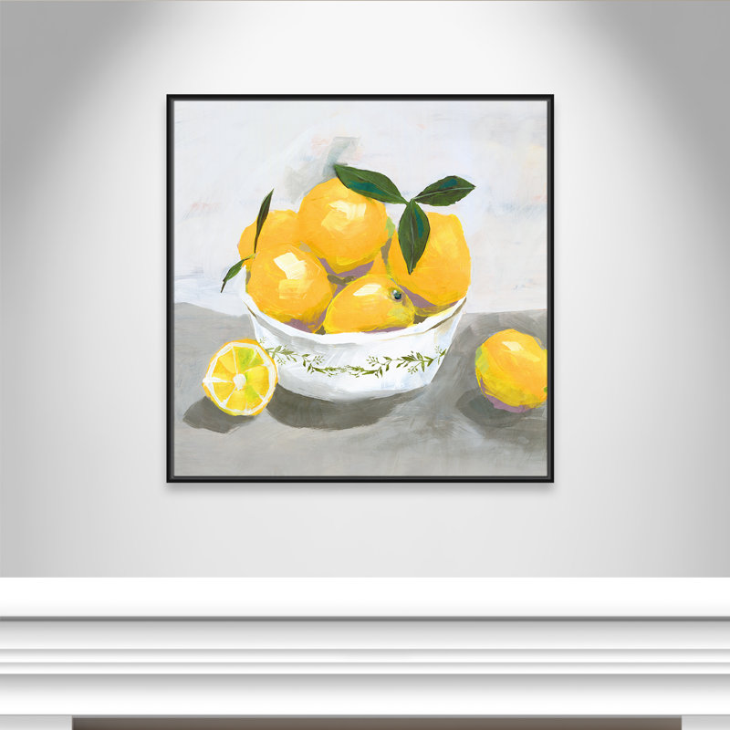 Hayons Lemons par Isabelle Z - reproduction, Toile avec cadre noir, H 37,5 po x l 37,5 po x P 2 po