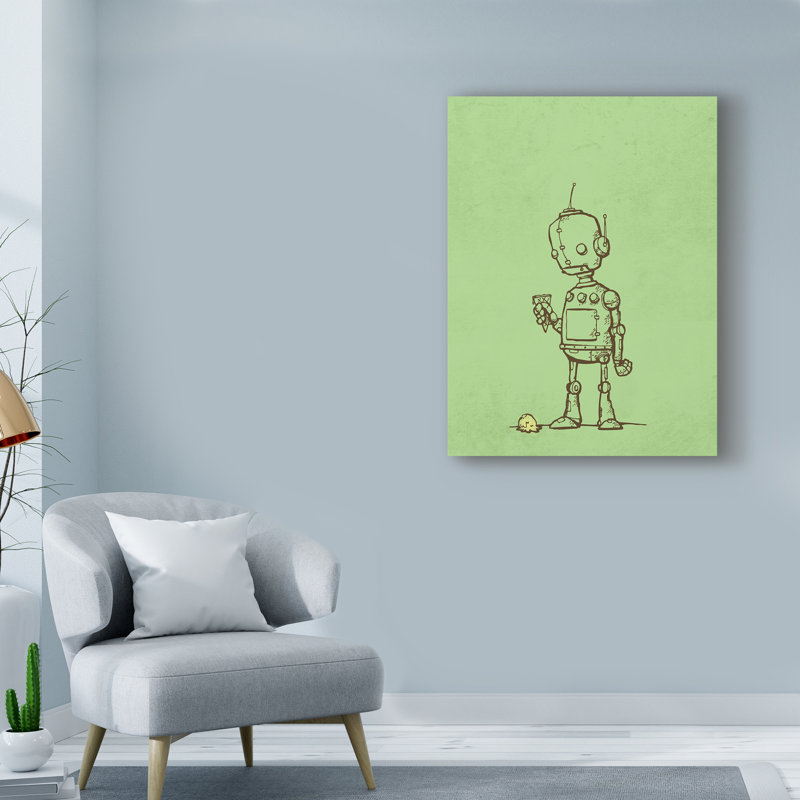 « robot décorées », art sur toile, H 24 po x l 18 po x P 2 po