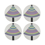 Christmas Tree Brights Vegan Leather Round Coasters