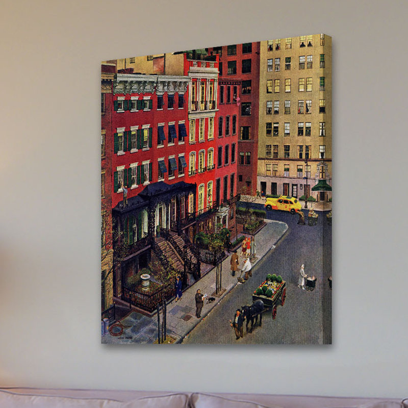 "Gramercy Park" par John Falter, reproduction sur toile tendue, H 29 po x l 24 po