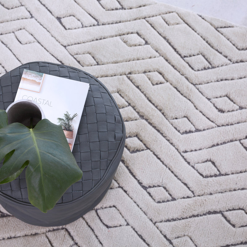 Rebel Geometric Hand-Knotted 9'10" x 13'1" Gray Area Rug, Rectangle 5'3" x 7'6"