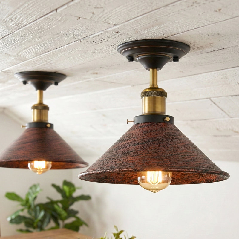 Semi Flush Mount, Rustic Red