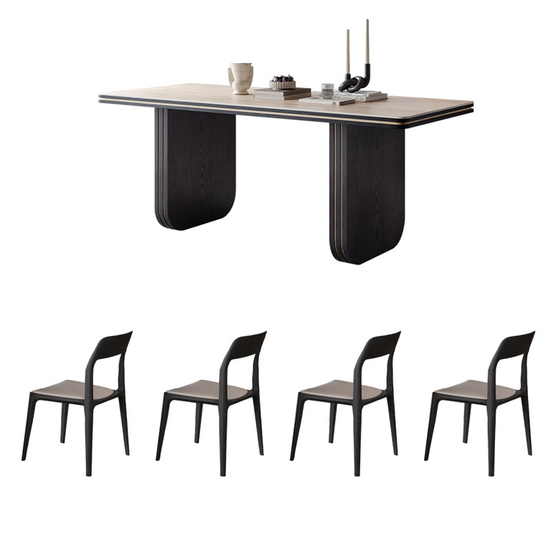 Vintage high-end rectangular dining table set, 29.5"H x 55.1"L x 29.5"W