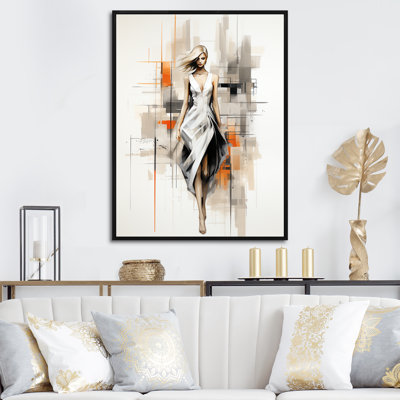 Black And White Fashion Top Model Woman Runway I - Fashion Illustration Wall Art