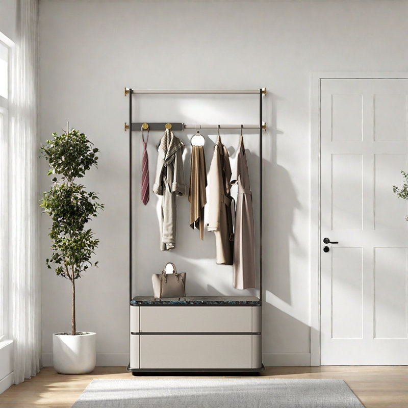 Luxury Wardrobe with Stainless Steel Frame, Black