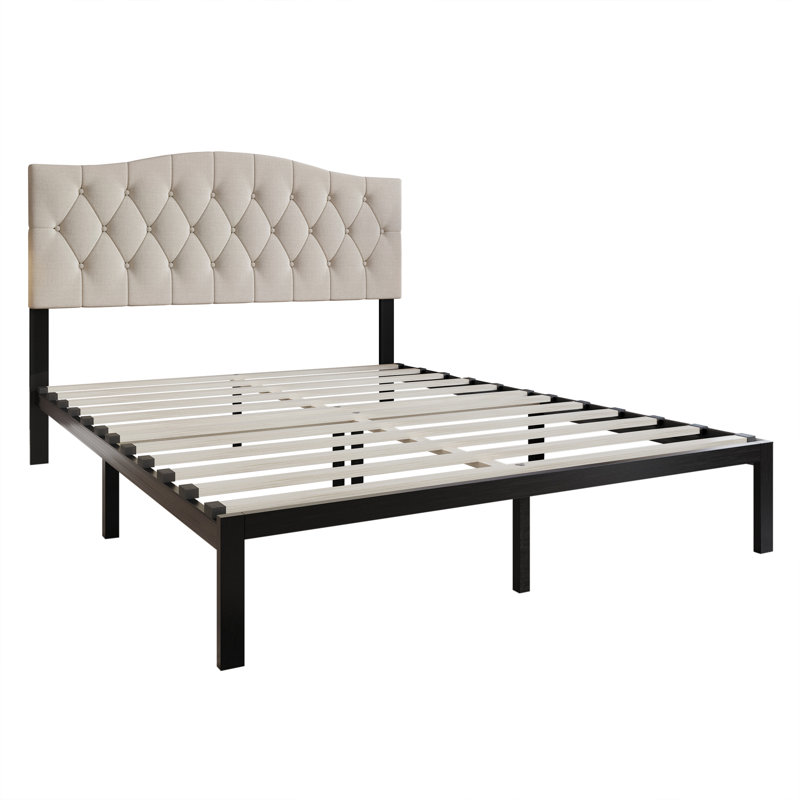 Jayquin Upholstered Platform Bed, Full/Double, Warm Gray