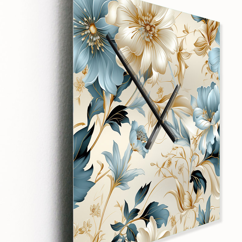 Jainy - Horloge murale moderne florale, H 32 po x l 24 po x P 1 po