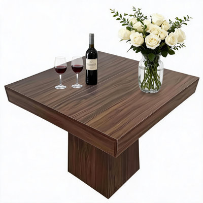 Space-Saving Square Dining Table for 4 – Modern Farmhouse Style with Wooden Pedestal Base – 31.5" Compact Table Ideal for Dining Room, Living Room, Ap