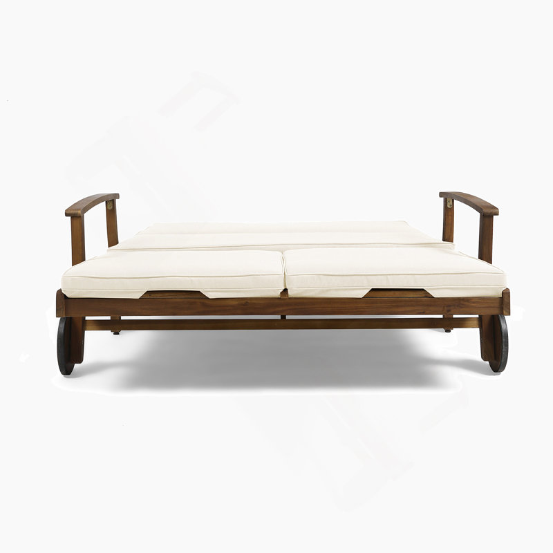 Double chaise longue de patio avec coussin, Crème