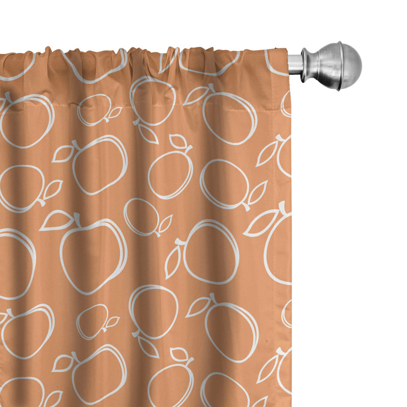 Turtle Semi-Sheer Rod Pocket Curtain Panels, 28" x 84", Orange