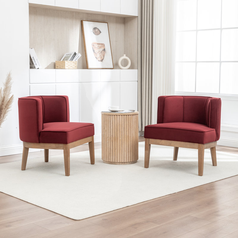 Fauteuil demi-tonneau Karoll, Velours rouge, 2