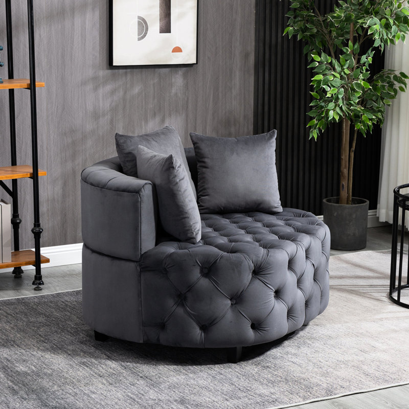 Siège en velours gris, accent pour le salon moderne avec fauteuil rembourré de mousse en velours,, Gris