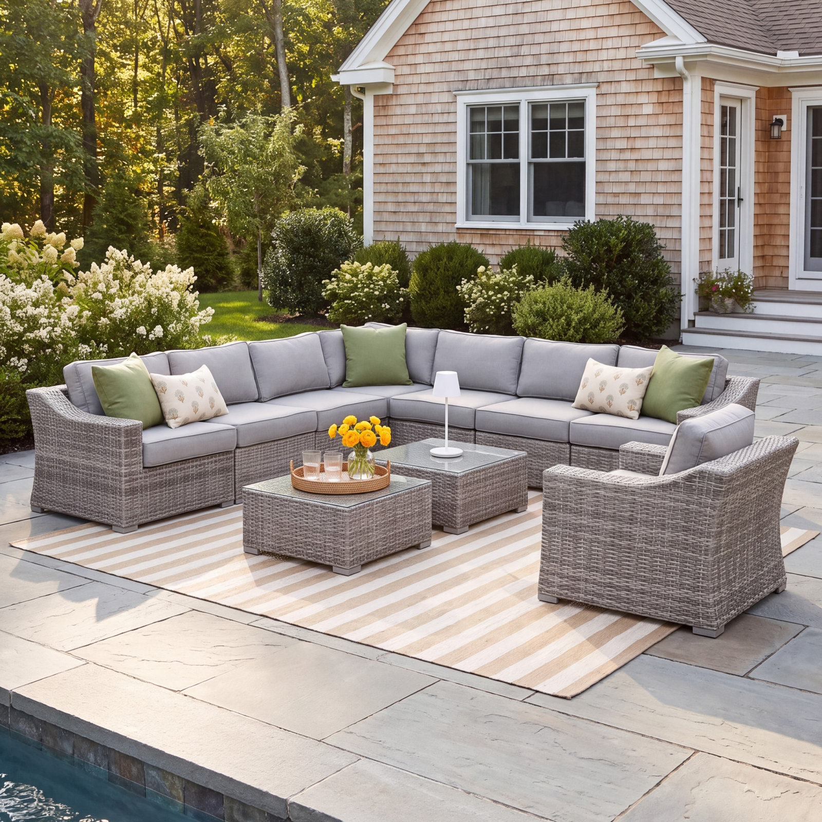 Saffi 7-Person Patio Seating Group, Mixed Gray