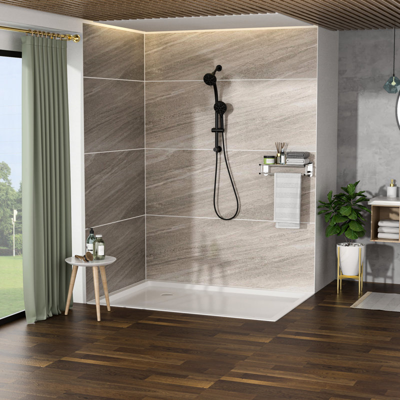 Matte Black Dual Shower Head With 8 Modes, Adjustable Slide Bar & Hose 4.7" Rain Showerhead And 8 Handheld Shower, Black, Included