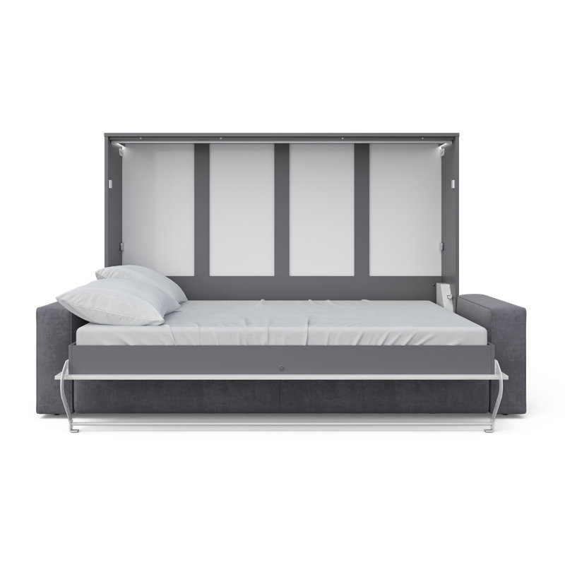 Maialen Upholstered EU Double - 140 X 200 Cm Bed, Grey, Grey/Oak Monaco