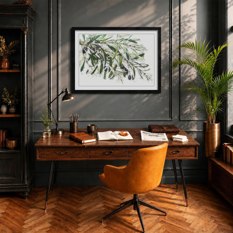 The Olive Branch - Framed Print, 48cm H x 65cm W x 2cm D, Black Framed