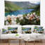 Tapisserie de montagnes lake avec fleurs-28486727