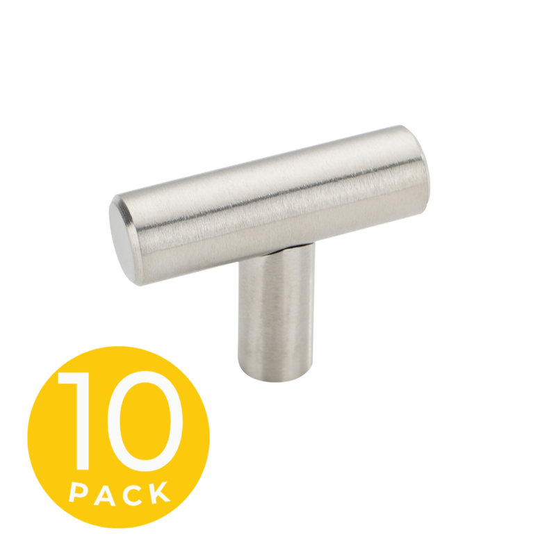 1.5 in. Modern T-Shaped Cabinet Knob (10-Pack), Matte Black