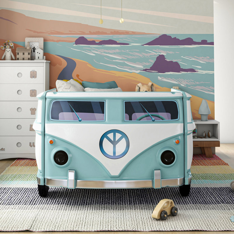 Lit simple Bobby Retro Bus avec lumières DEL, Bleu