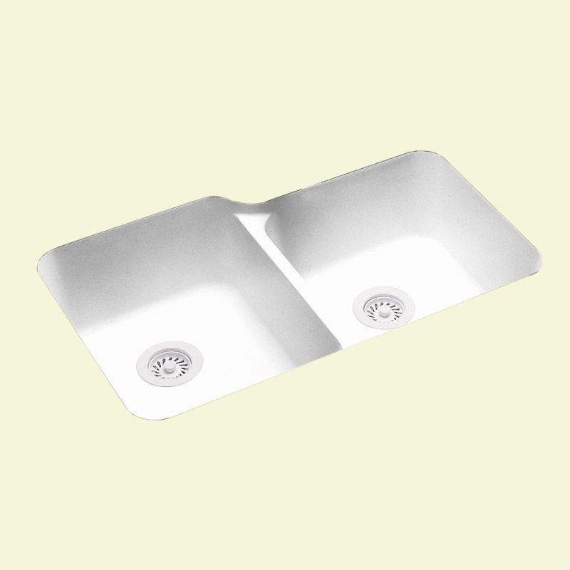 Swan 21.25'' W Double Bowl Solid Surface Undermount Kitchen Sink, White
