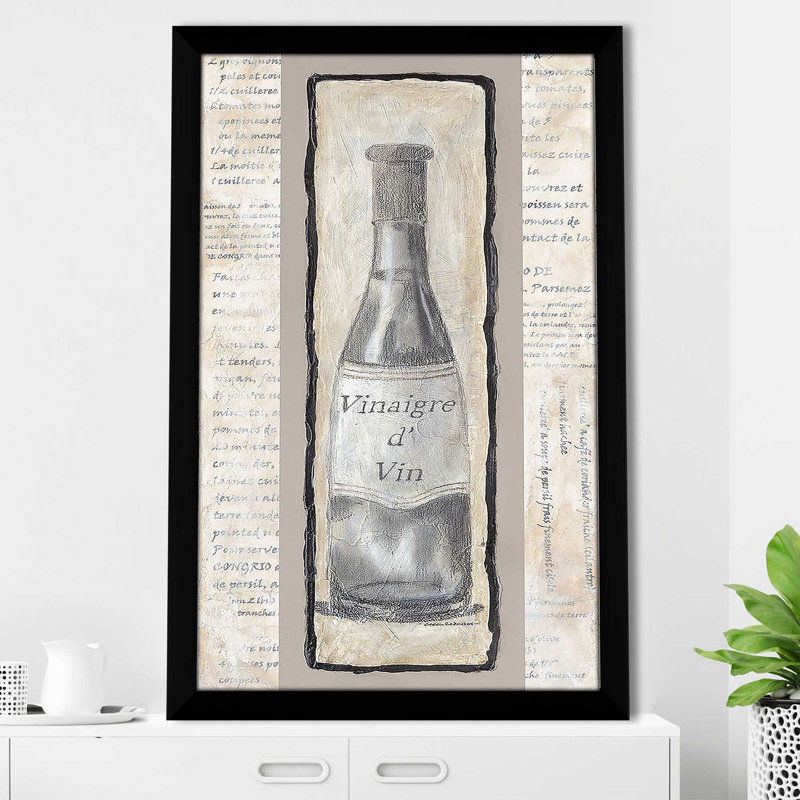 Vinaigre D'Vin - Peinture, Cadre noir, H 39,5 po x l 27,5 po x P 0,75 po