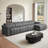 144.87" Genuine Leather Power Reclining Sectional With USB Port-628258894-628258883